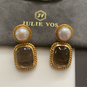 Julie Vos Gold Tigers Eye Drop Earrings